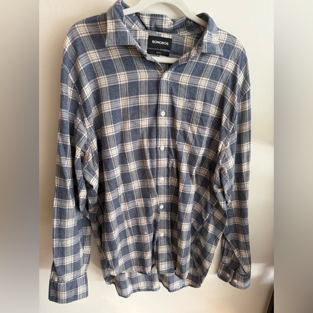 Bonobos Navy and Beige Checkered Shirt